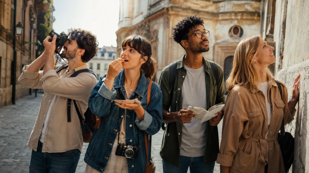 Turisti Esplorano Citta Europea