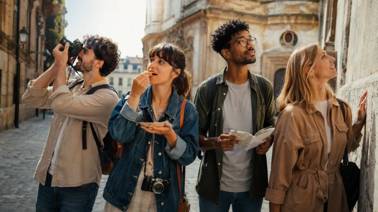Turisti Esplorano Citta Europea