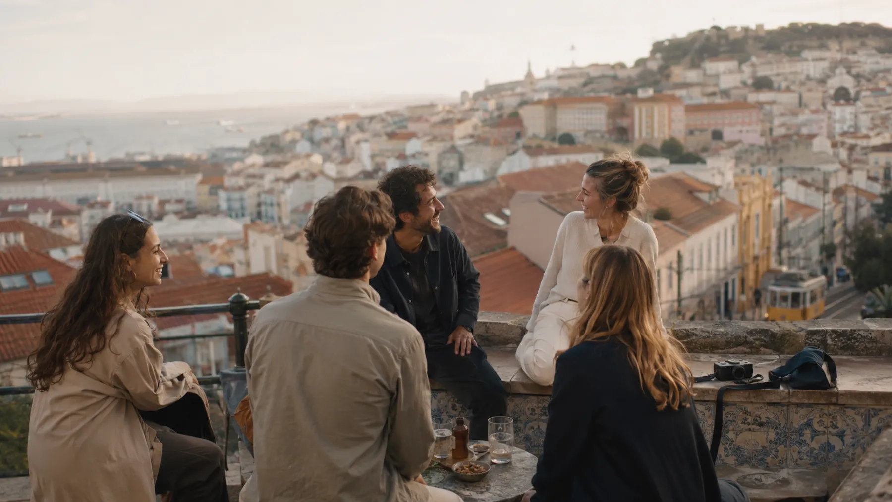 Lisbona Miradouro Gruppo Tramonto