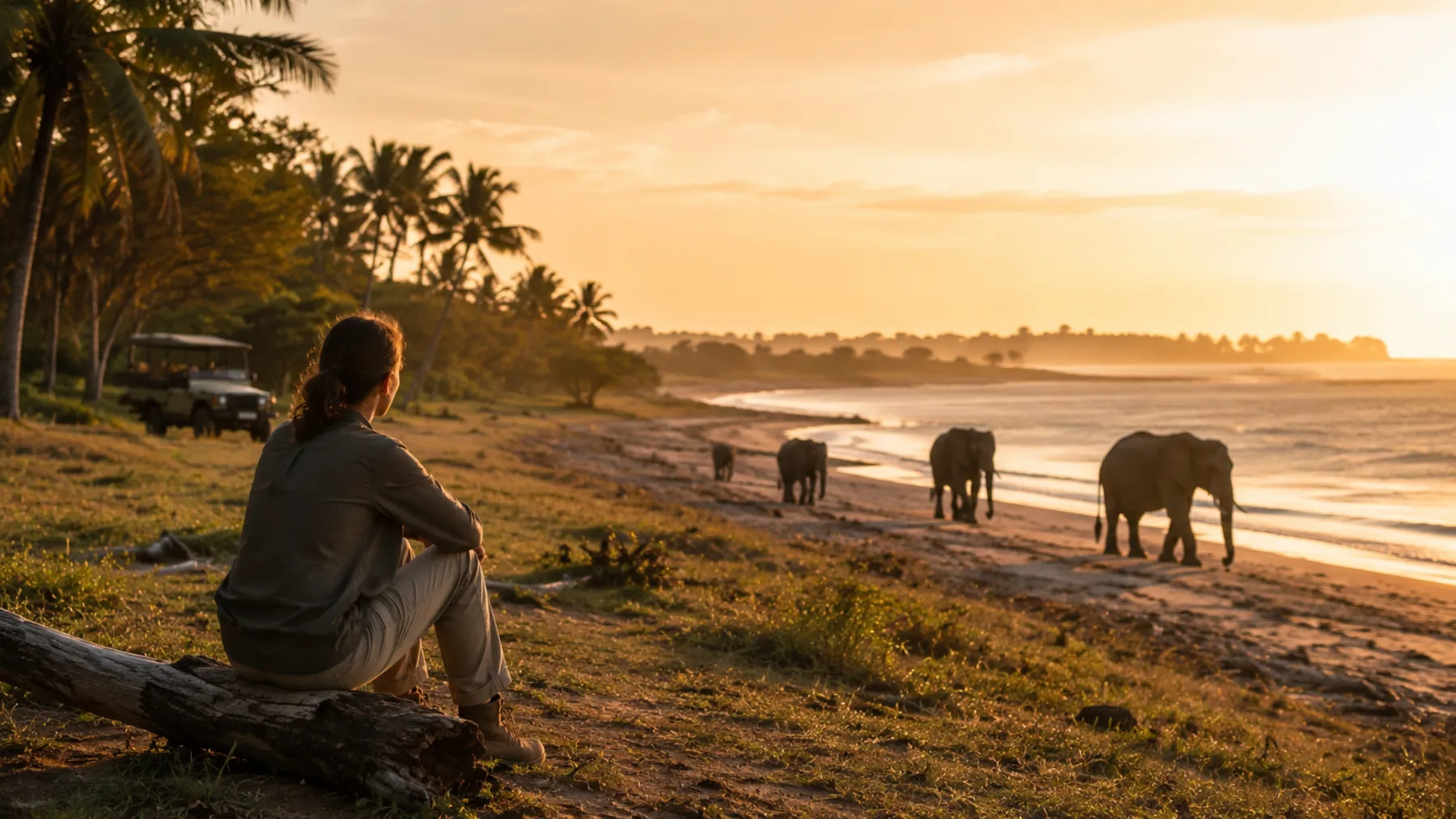 Tanzania Safari Oceano Elefanti Tramonto