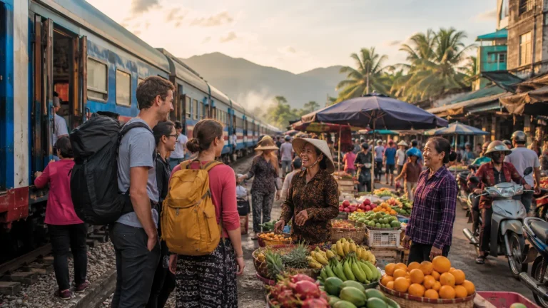 Vietnam Treno Mercato Viaggiatori